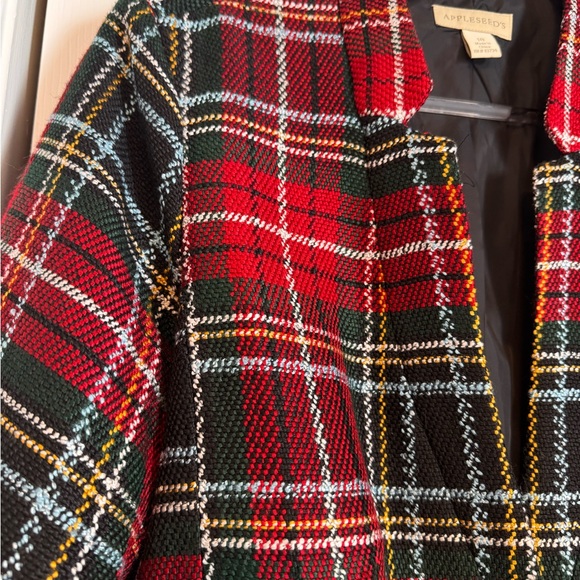 Appleseed Women's Plaid Blazer Red Black Green White Size 18 Single Button Lined - Picture 3 of 12